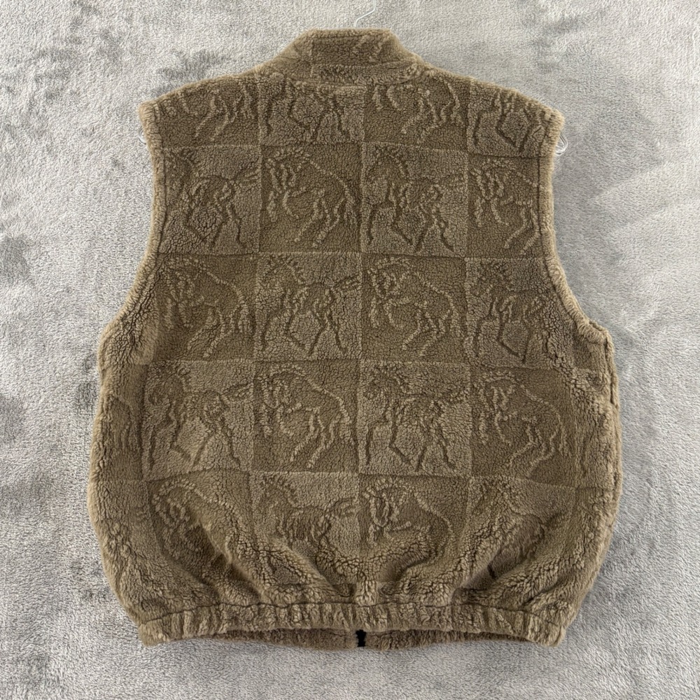 Vintage Kerrits On Course Horse Fleece Vest Womens M/L Brown Full Zip Equestrian - Picture 2 of 8